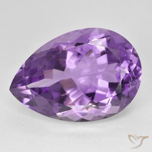 22.03ct 자연스러운 비비드 바이올렛 자수정, 배 모양, VVS