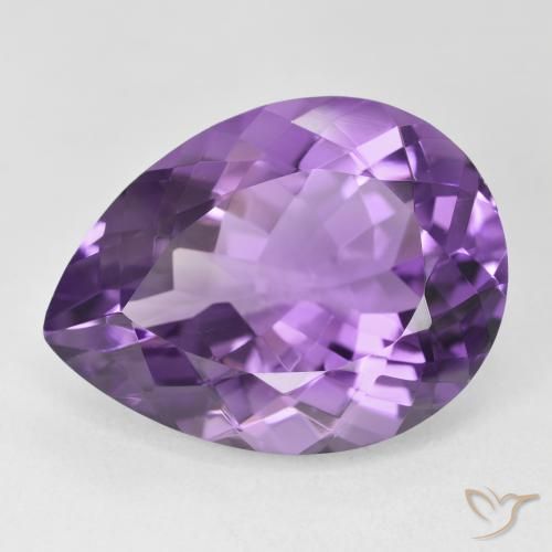 18.52ct 자연스러운 미디엄 바이올렛 자수정, 배 모양, VVS