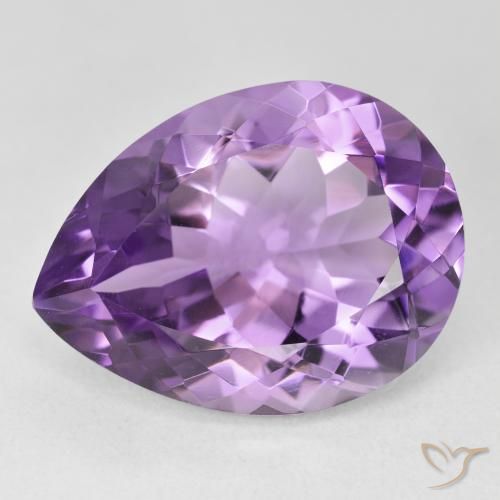 17.75ct 자연스러운 보라색 보라색 자수정, 배 모양, VVS