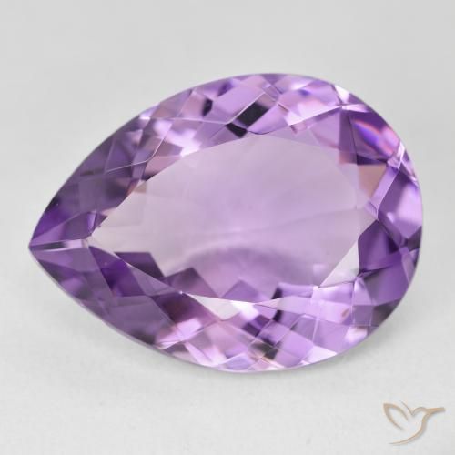 16.38ct 자연스러운 미디엄 퍼플리쉬 바이올렛 자수정, 배 모양, VVS