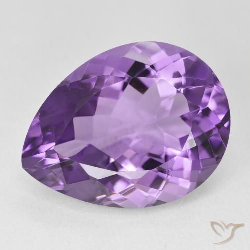 17.84ct 자연스러운 인텐스 바이올렛 자수정, 배 모양, VVS