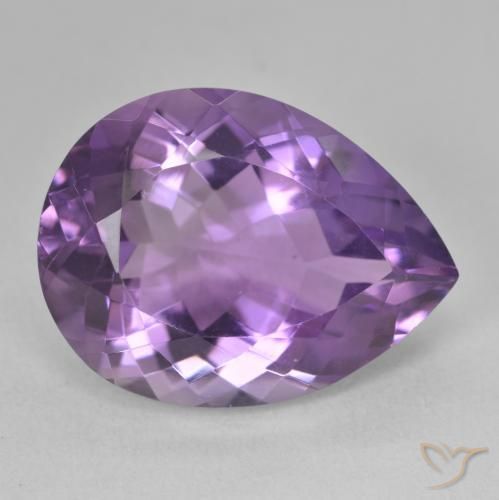 18.06ct 자연스러운 미디엄 바이올렛 자수정, 배 모양, VVS-VS