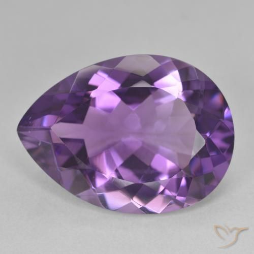 15.83ct 자연스러운 미디엄 바이올렛 자수정, 배 모양, VVS-VS