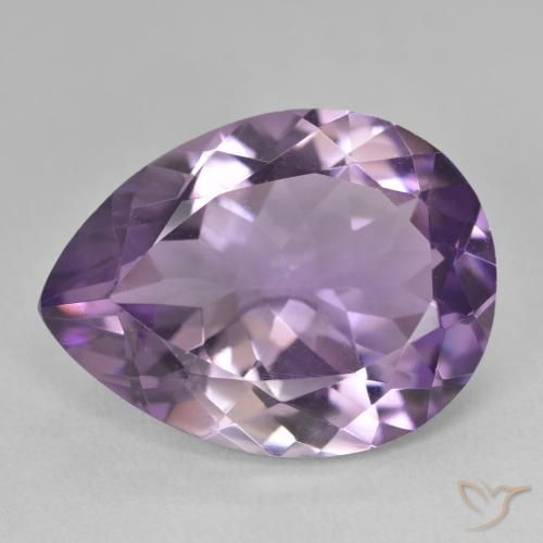 16.78ct 자연스러운 미디엄 바이올렛 자수정, 배 모양, VVS