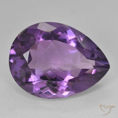 18.36ct 자연스러운 Medium Light-Violet 자수정, 배 모양, VVS