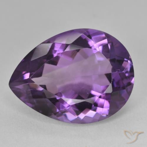 18.36캐럿 천연 Medium Light-Violet 자수정, 배 모양, VVS