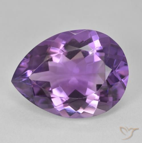 16.79ct 자연스러운 미디엄 바이올렛 핑크 자수정, 배 모양, VVS-VS