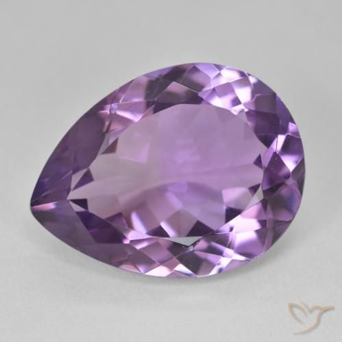16.99ct 자연스러운 Medium Light Purplish-Violet 자수정, 배 모양, VVS-VS