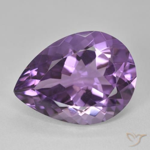 16.68ct 자연스러운 미디엄 바이올렛 자수정, 배 모양, VVS-VS