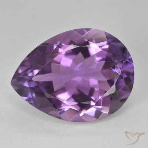 18.51ct 자연스러운 미디엄 바이올렛 핑크 자수정, 배 모양, VVS-VS