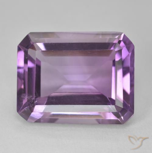 15.86ct 자연스러운 미디엄 바이올렛 핑크 자수정, 에메랄드 컷, VVS-VS
