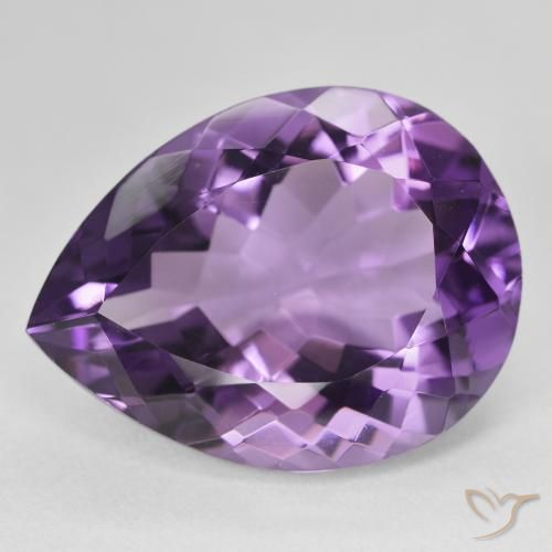 18.07ct 자연스러운 Medium Light Purplish-Violet 자수정, 배 모양, VVS