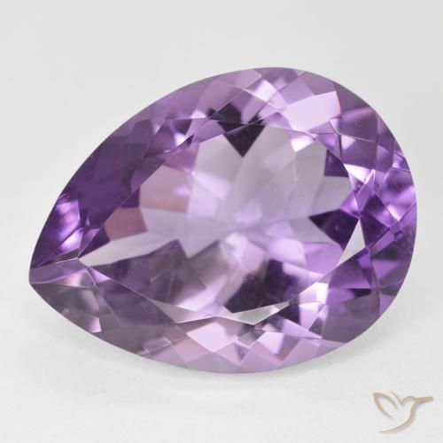 17.65ct 자연스러운 미디엄 바이올렛 핑크 자수정, 배 모양, VVS