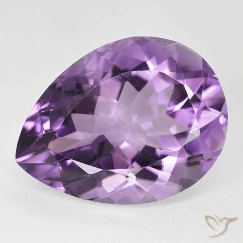 17.59ct 자연스러운 미디엄 바이올렛 핑크 자수정, 배 모양, VVS