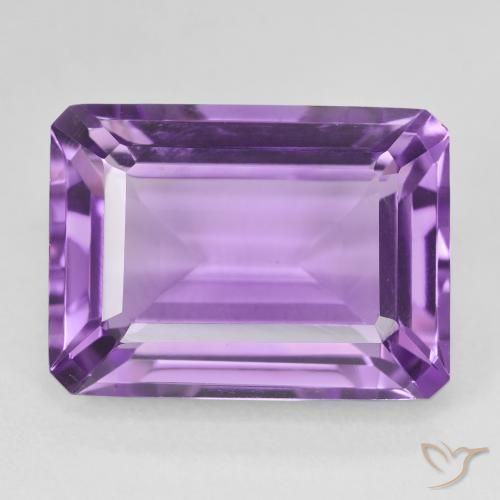 15.58ct 자연스러운 미디엄 퍼플리쉬 바이올렛 자수정, 에메랄드 컷, VS