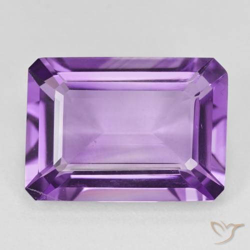 12.21ct 자연스러운 미디엄 퍼플리쉬 바이올렛 자수정, 에메랄드 컷, VVS-VS