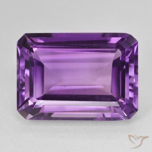 14.92ct 자연스러운 미디엄 바이올렛 자수정, 에메랄드 컷, VS