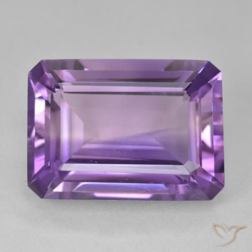 15.56ct 자연스러운 비비드 바이올렛 자수정, 에메랄드 컷, VVS