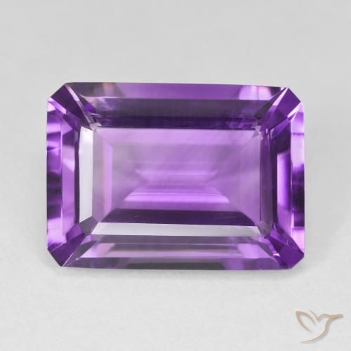 14.38캐럿 천연 비비드 바이올렛 자수정, 에메랄드 컷, VVS-VS