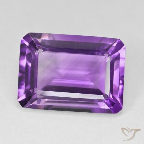 14.38캐럿 천연 비비드 바이올렛 자수정, 에메랄드 컷, VVS-VS