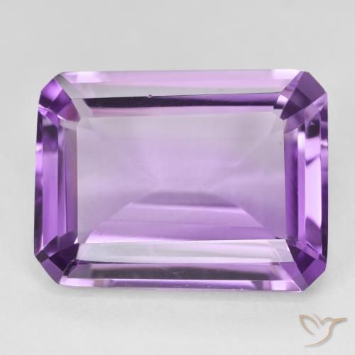 18.56ct 자연스러운 Medium Light Purplish-Violet 자수정, 에메랄드 컷, VVS