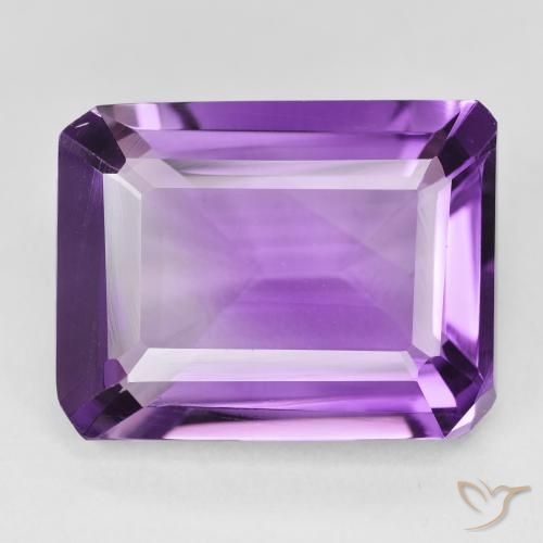 18.23ct 자연스러운 미디엄 퍼플리쉬 바이올렛 자수정, 에메랄드 컷, VVS