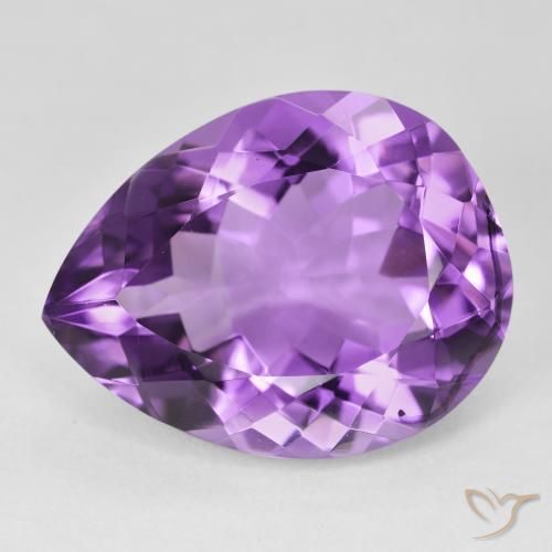 16.83캐럿 천연 Medium Dark-Violet 자수정, 배 모양, VVS