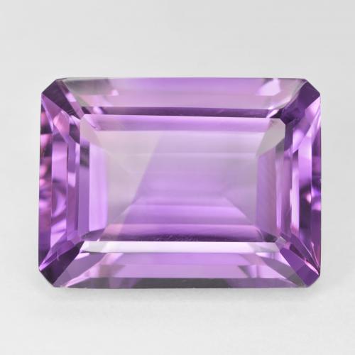 22.11ct 자연스러운 분홍빛이 도는 보라색 자수정, 에메랄드 컷, VVS