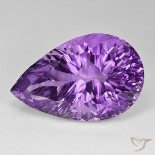 86.75ct 자연스러운 미디엄 바이올렛 자수정, 배 모양, VVS