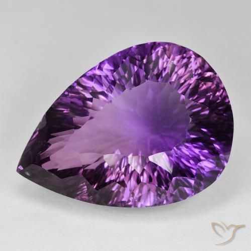 94.41ct 자연스러운 강렬한 핑크 바이올렛 자수정, 배 모양, IF
