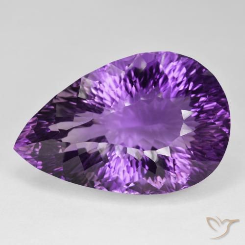 93.36ct 자연스러운 인텐스 바이올렛 자수정, 배 모양, VVS