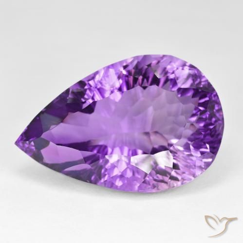 62.94ct 자연스러운 인텐스 바이올렛 자수정, 배 모양, VVS