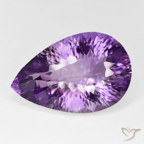 64.82ct 자연스러운 비비드 바이올렛 자수정, 배 모양, IF