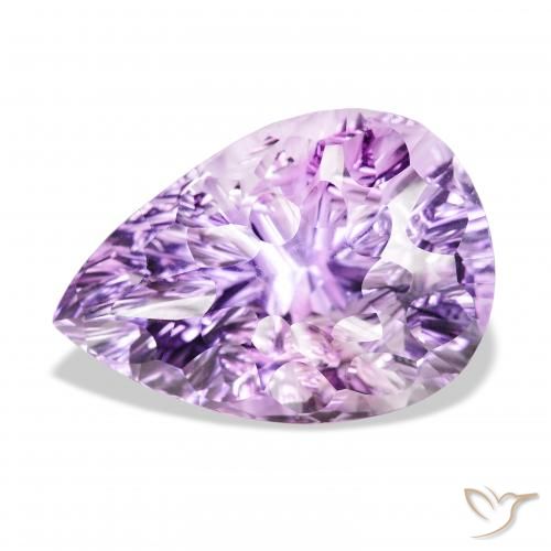 46.63ct 자연스러운 미디엄 핑크빛이 도는 바이올렛 자수정, 배 모양, VVS