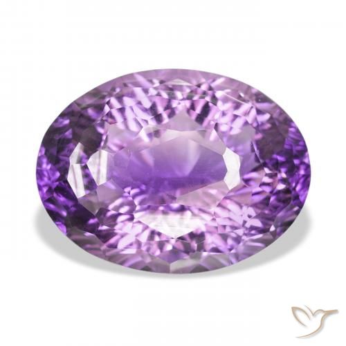 34.41ct 자연스러운 미디엄 바이올렛 핑크 자수정, 타원형, VVS