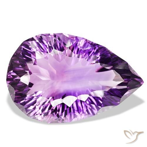 127.01캐럿 천연 라이트 미디엄 바이올렛 자수정, 배 모양, IF