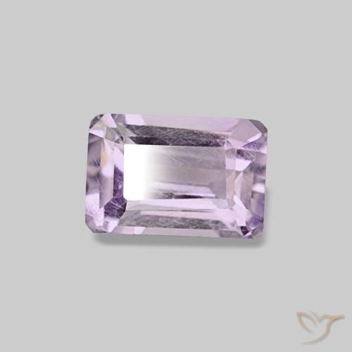 0.66캐럿 천연 Light Grayish Pink-Violet 아메시스트, 에메랄드 컷, 6.1×4.1 mm, VS-SI