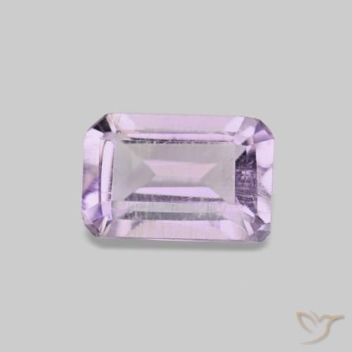 0.51캐럿 천연 연한 핑크빛 바이올렛 아메시스트, 에메랄드 컷, 6.1×4 mm, VS