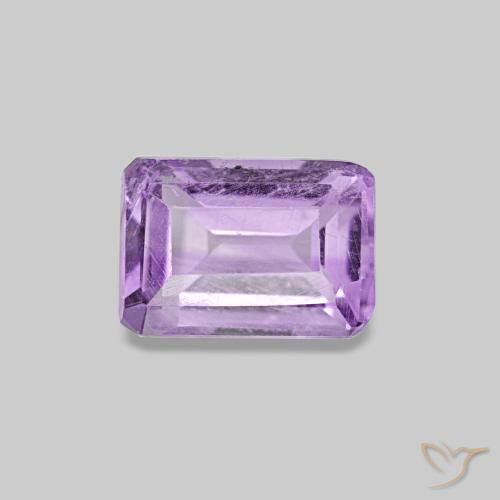 0.52캐럿 천연 핑크빛 바이올렛 아메시스트, 에메랄드 컷, 5.8×4.1 mm, VS-SI