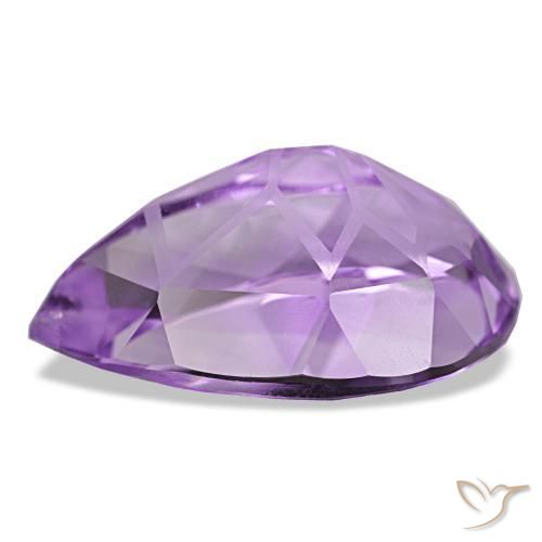 12.05캐럿 천연 보랏빛 바이올렛 아메시스트, 배 모양, 19.7×12.8 mm, VS-SI