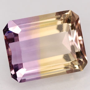 3.34캐럿 천연 바이컬러 아메트린, 에메랄드 컷, 10×8 mm, VVS-VS