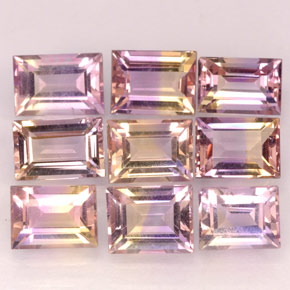 캐럿 천연 바이컬러 아메트린 보석, 바게트, 7.1×4.9 mm, VVS-VS