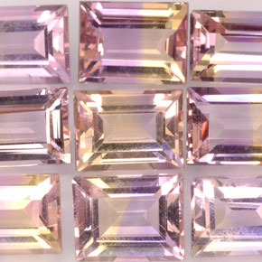 캐럿 천연 바이컬러 아메트린 보석, 바게트, 7.1×4.9 mm, VVS-VS