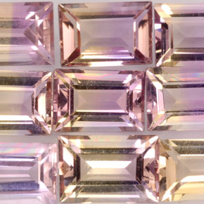캐럿 천연 바이컬러 아메트린 보석, 바게트, 7.1×4.6 mm, VVS-VS