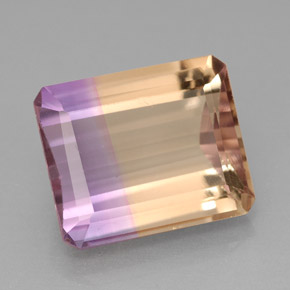 6.34캐럿 천연 바이컬러 아메트린, 에메랄드 컷, 12.3×10.3 mm, IF