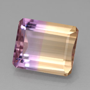6.34캐럿 천연 바이컬러 아메트린, 에메랄드 컷, 12.3×10.3 mm, IF