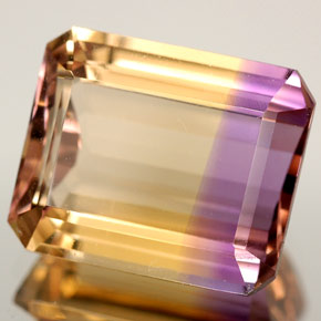 6.29캐럿 천연 바이컬러 아메트린, 에메랄드 컷, 12.4×10.3 mm, VVS-VS