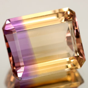 6.29캐럿 천연 바이컬러 아메트린, 에메랄드 컷, 12.4×10.3 mm, VVS-VS