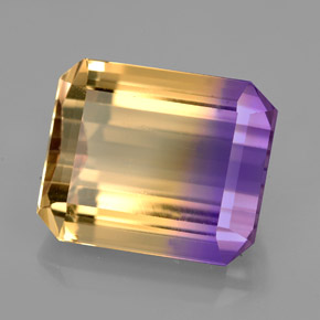 6.70캐럿 천연 바이컬러 아메트린, 에메랄드 컷, 12.4×10.4 mm, VS