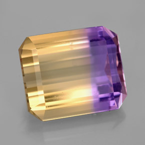 6.70캐럿 천연 바이컬러 아메트린, 에메랄드 컷, 12.4×10.4 mm, VS